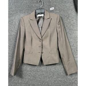 Tahari Arthur S. Levine Blazer Jacket Womens 4 Brown Three Button Closure Wool